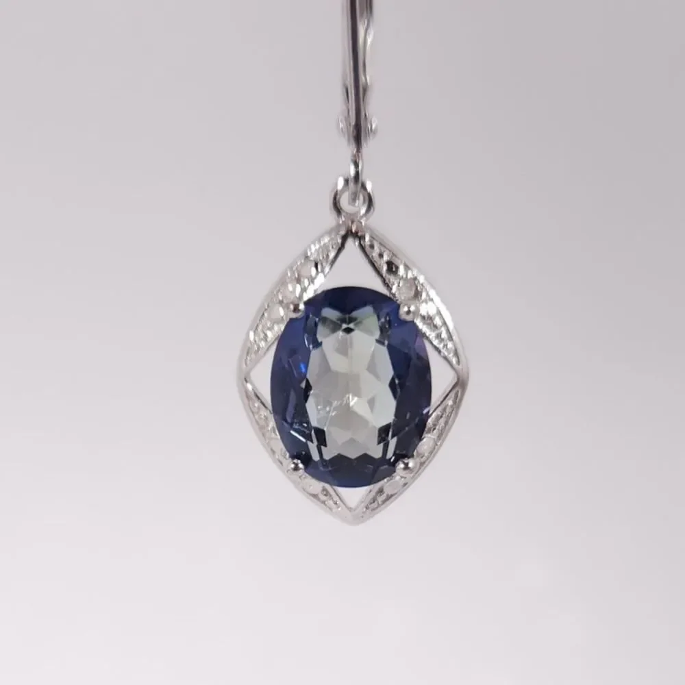 Mystic Iolite 5 Carats Dangle Earrings Sterling Silver